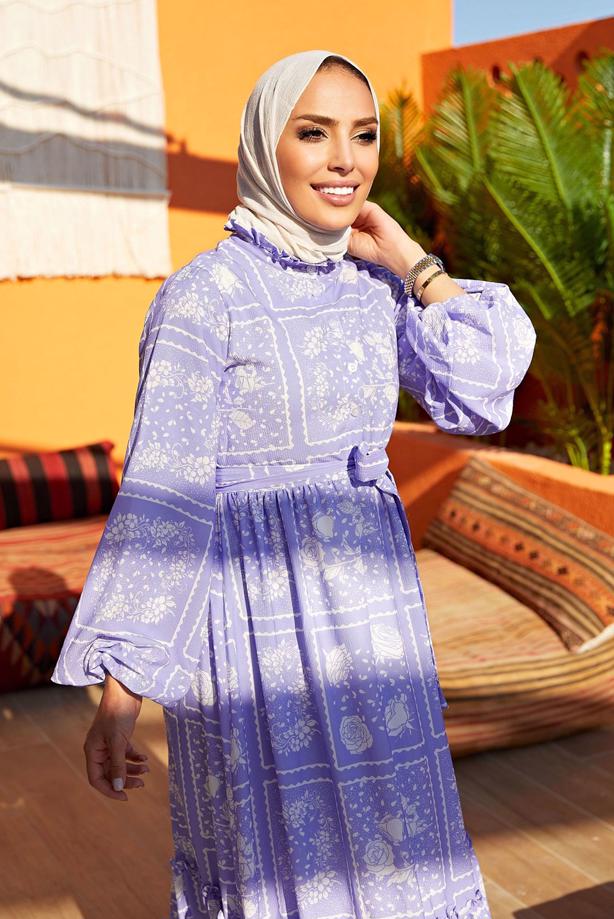 Vêtements hijab  BELTED FLORAL DRESS 640000  - TRENDTESETTÜR