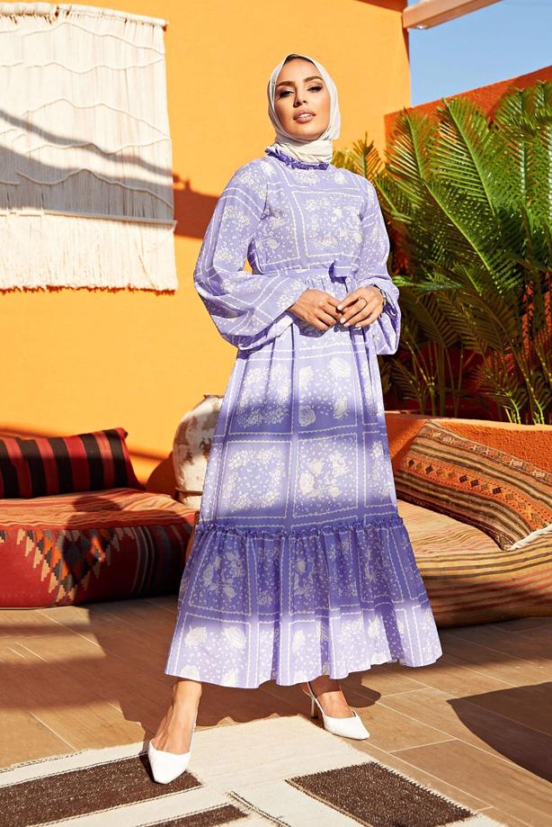Vêtements hijab  BELTED FLORAL DRESS 640000  - TRENDTESETTÜR