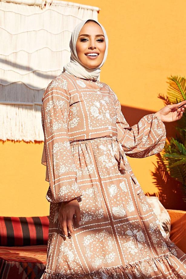 Vêtements hijab  BELTED FLORAL DRESS 640000  - TRENDTESETTÜR