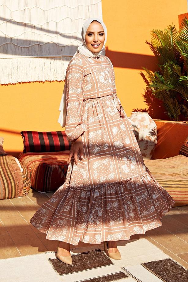 Vêtements hijab  BELTED FLORAL DRESS 640000  - TRENDTESETTÜR
