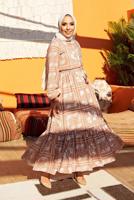 Vêtements hijab BRUN ROBE FLORALE CEINTURÉE 640000