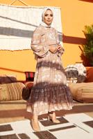 Vêtements hijab BRUN ROBE FLORALE CEINTURÉE 640000