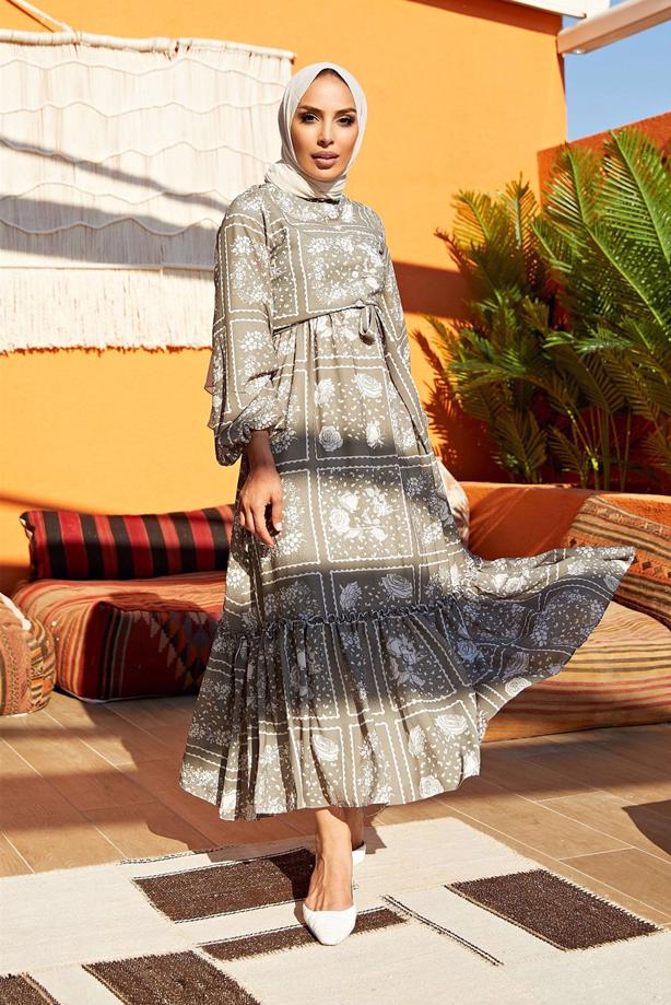 Vêtements hijab  BELTED FLORAL DRESS 640000  - TRENDTESETTÜR