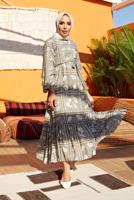 Vêtements hijab KAKI ROBE FLORALE CEINTURÉE 640000