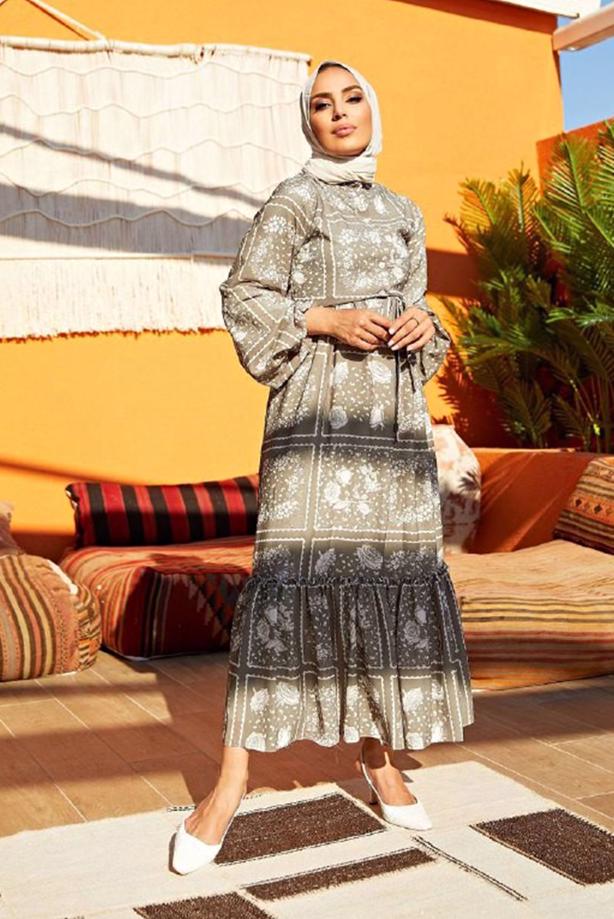 Vêtements hijab  BELTED FLORAL DRESS 640000  - TRENDTESETTÜR