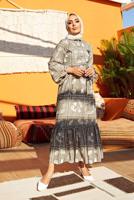 Vêtements hijab KAKI ROBE FLORALE CEINTURÉE 640000