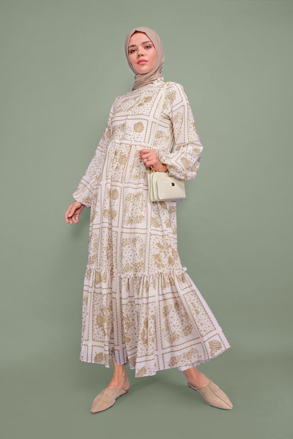 Hijab clothing MINK BELTED FLORAL DRESS 640000 