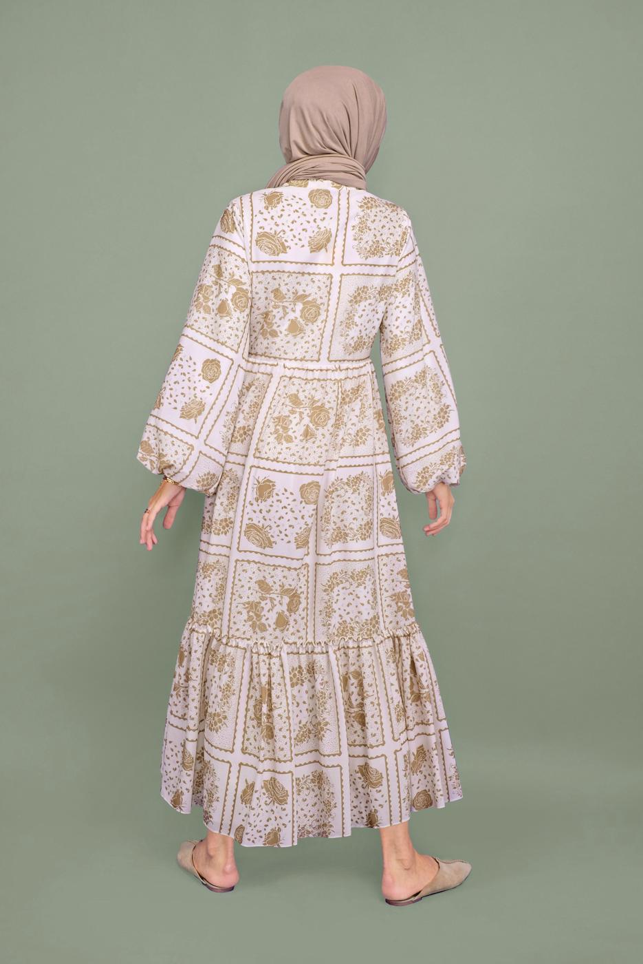 Hijab clothing MINK BELTED FLORAL DRESS 640000 