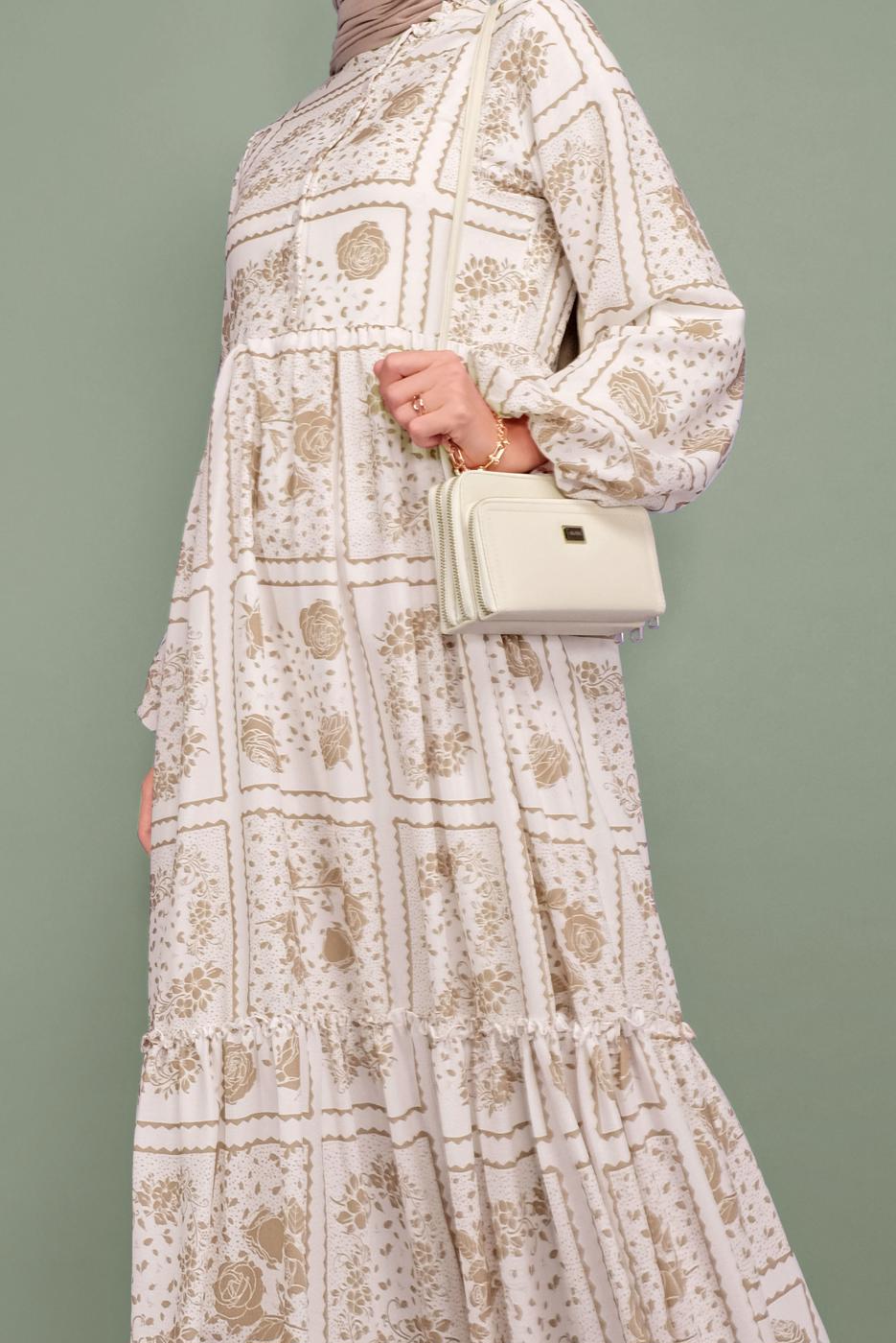 Hijab clothing MINK BELTED FLORAL DRESS 640000 