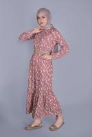 Tesettür giyim PUDRA KÜÇÜK ÇİÇEK DESENLİ ELBİSE 0176 