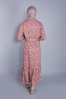 Tesettür giyim PUDRA KÜÇÜK ÇİÇEK DESENLİ ELBİSE 0176 