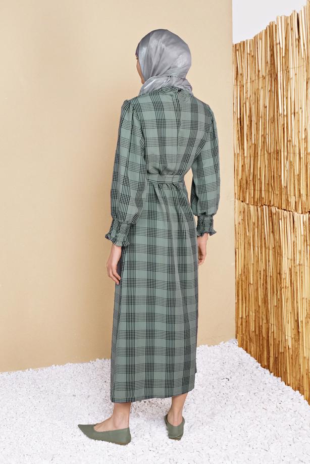Vêtements hijab  BELTED STRIPED DRESS 0354  - TRENDTESETTÜR