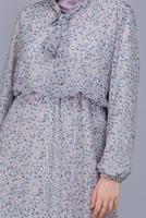 Tesettür giyim LACİVERT KÜÇÜK ÇİÇEK DESENLİ FIRFIRLI ELBİSE  822 