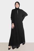 Vêtements hijab NOIR ROBE BRODÉE ALVINA GEM AVEC DÉTAIL EN TULLE T 20163