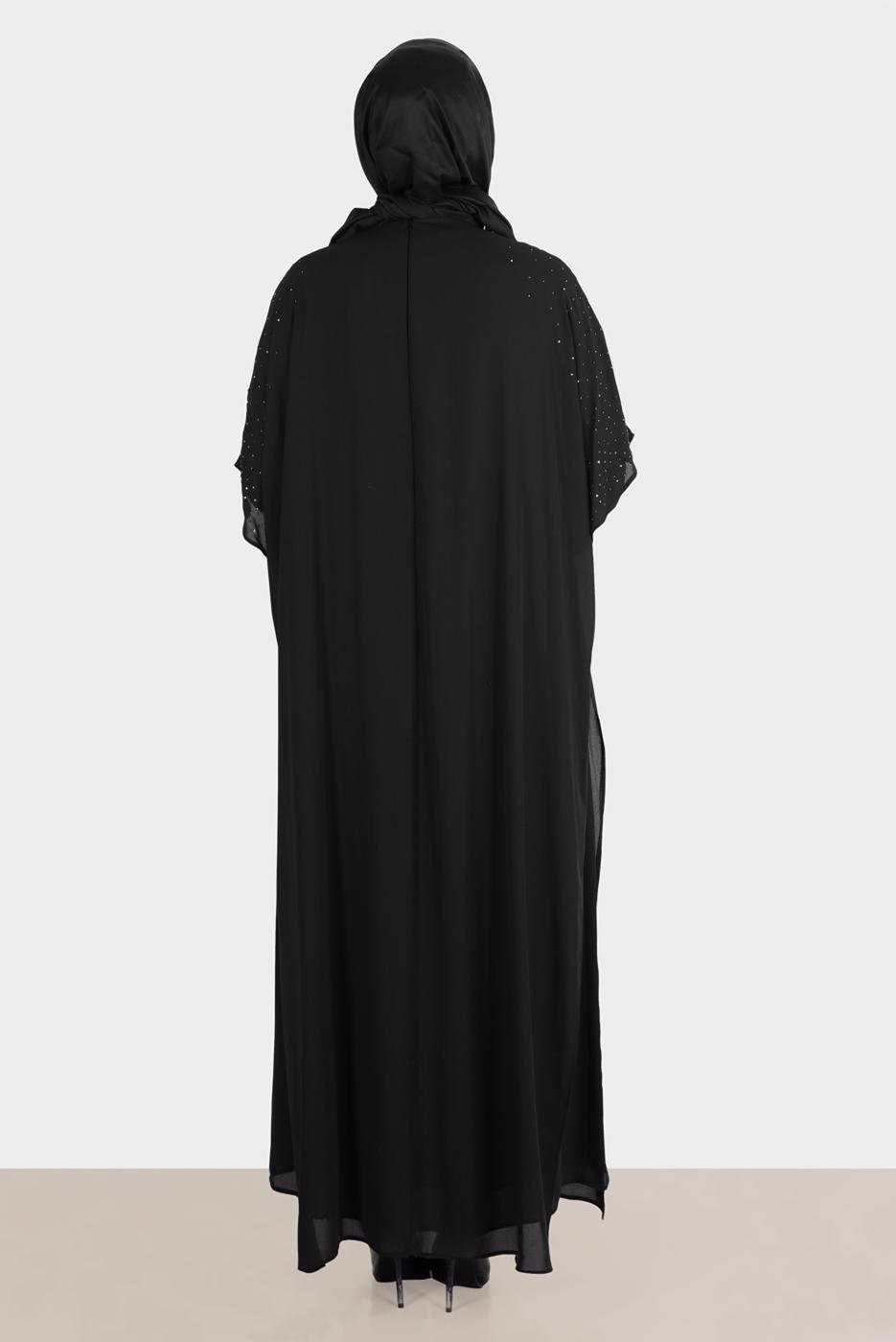 Vêtements hijab NOIR ROBE BRODÉE ALVINA GEM AVEC DÉTAIL EN TULLE T 20163