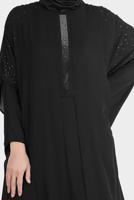 Vêtements hijab NOIR ROBE BRODÉE ALVINA GEM AVEC DÉTAIL EN TULLE T 20163