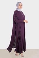 Vêtements hijab PRUNE ROBE BRODÉE ALVINA GEM AVEC DÉTAIL EN TULLE T 20163