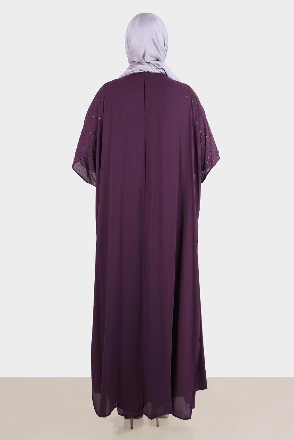 Vêtements hijab PRUNE ROBE BRODÉE ALVINA GEM AVEC DÉTAIL EN TULLE T 20163