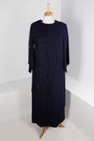 Vêtements hijab BLEU MARINE ENSEMBLE JUPE 2 PIÈCES ARGENT LAÇÉ T 2883