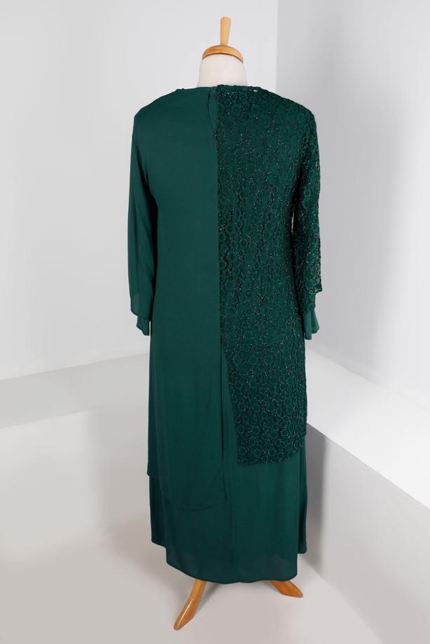 Vêtements hijab VERT ENSEMBLE JUPE 2 PIÈCES ARGENT LAÇÉ T 2883 - TRENDTESETTÜR