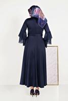 Tesettür giyim LACİVERT KEMERLİ ELBİSE T 40460