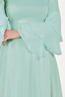 Tesettür giyim YEŞİL KEMERLİ ELBİSE T 40460