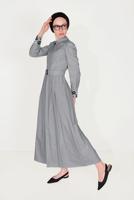 Tesettür giyim SİYAH ALVİNA PAMUKLU KAZAYAĞI DESENLİ NAKIŞ DETAYLI ELBİSE T 40520