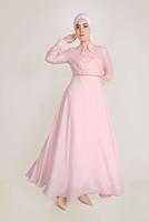 Tesettür giyim PUDRA ALVİNA DANTEL DETAYLI ELBİSE T 40522