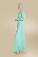 Tesettür giyim YEŞİL ALVİNA DANTEL DETAYLI ELBİSE T 40522