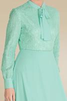 Tesettür giyim YEŞİL ALVİNA DANTEL DETAYLI ELBİSE T 40522