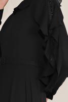 Tesettür giyim SİYAH ALVİNA FIRFIRLI BONCUK İŞLEME DETAYLI ELBİSE T 40546