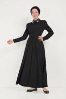 Tesettür giyim SİYAH T 40559 ALVİNA ZADE ELBİSE 36/42 TEK38