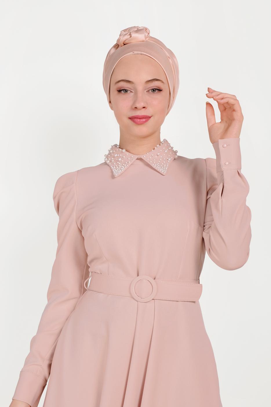 Tesettür giyim PUDRA T 40559 ALVİNA ZADE ELBİSE 36/42 TEK38