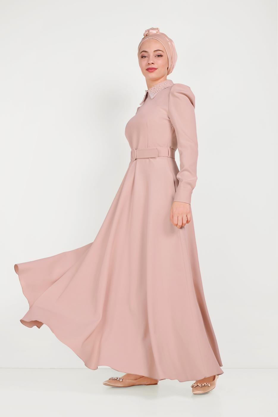 Tesettür giyim PUDRA T 40559 ALVİNA ZADE ELBİSE 36/42 TEK38