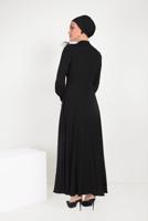 Tesettür giyim SİYAH ALVİNA İNCİ VE TÜYLÜ ELBİSE T 40568