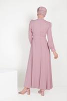 Tesettür giyim PUDRA ALVİNA İNCİ VE TÜYLÜ ELBİSE T 40568