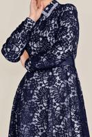 Tesettür giyim LACİVERT ALVİNA KEMERLİ DANTEL ELBİSE 40630 