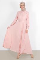 Tesettür giyim PUDRA ALVİNA KOLLARI VOLANLI ELBİSE 40649 