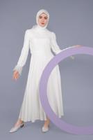 Tesettür giyim KREM T 40691 ALVİNA OPAL ELBİSE 38/44 TEK40
