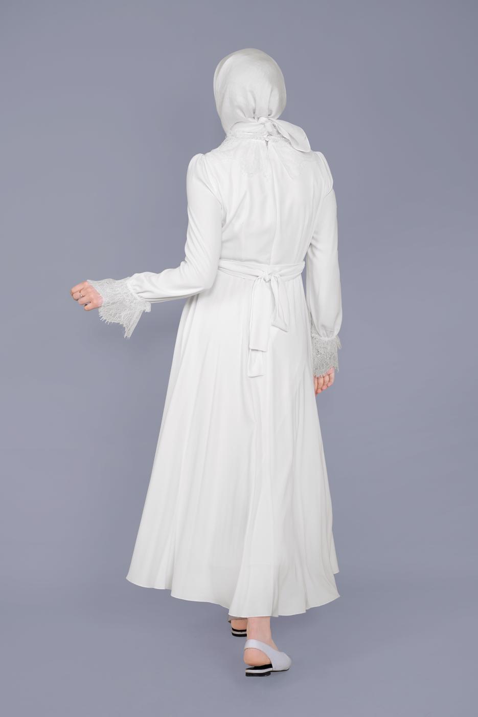 Tesettür giyim KREM T 40691 ALVİNA OPAL ELBİSE 38/44 TEK40