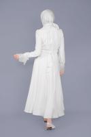 Tesettür giyim KREM T 40691 ALVİNA OPAL ELBİSE 38/44 TEK40