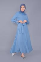 Tesettür giyim MAVİ T 40691 ALVİNA OPAL ELBİSE 38/44 TEK40