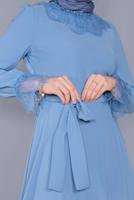 Tesettür giyim MAVİ T 40691 ALVİNA OPAL ELBİSE 38/44 TEK40