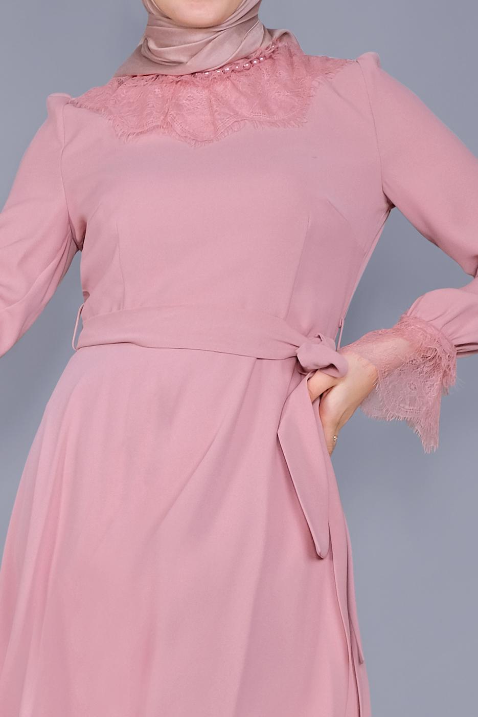 Tesettür giyim PUDRA T 40691 ALVİNA OPAL ELBİSE 38/44 TEK40