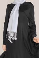 Tesettür giyim SİYAH ALVİNA FİYONK DETAYLI ELBİSE 40735