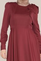 Tesettür giyim KIRMIZI ALVİNA FİYONK DETAYLI ELBİSE 40735