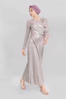 Tesettür giyim PUDRA ALVİNA FİYONK DETAYLI ELBİSE T 40769