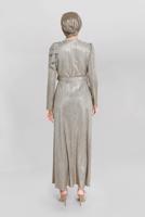 Tesettür giyim VİZON ALVİNA FİYONK DETAYLI ELBİSE T 40769