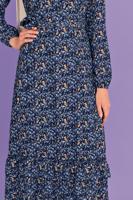 Tesettür giyim MAVİ DESENLİ ELBİSE T 40813