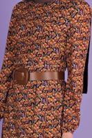 Tesettür giyim TURUNCU DESENLİ ELBİSE T 40813